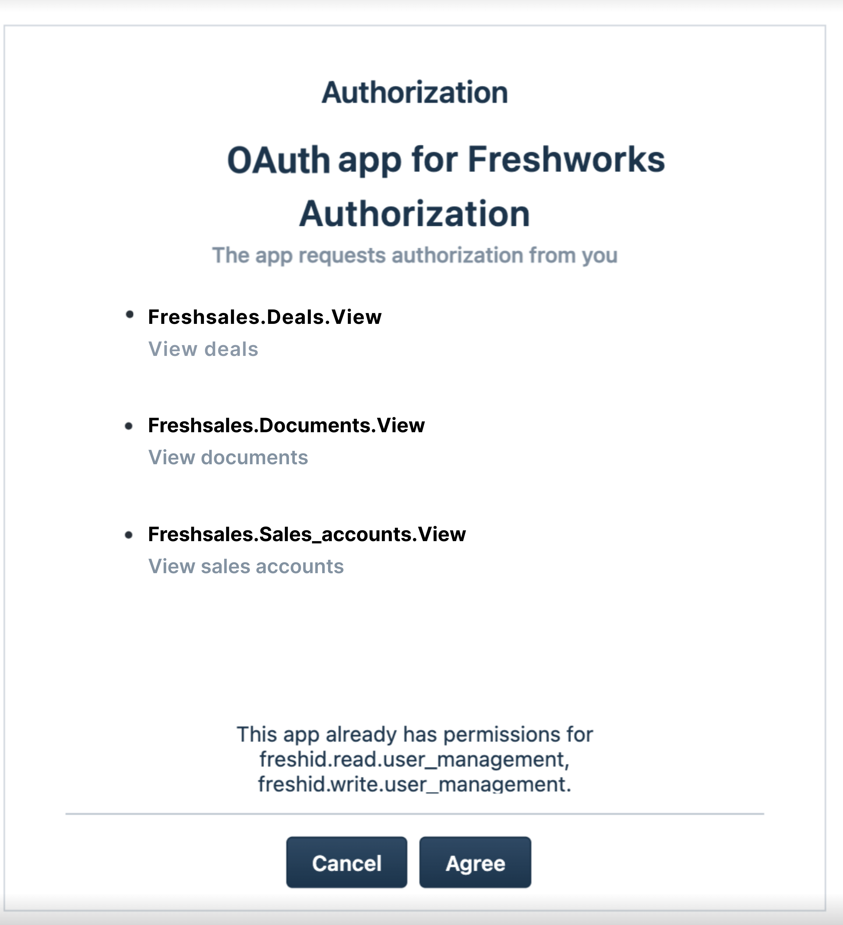 Image of Consent form - specifies granted scopes
